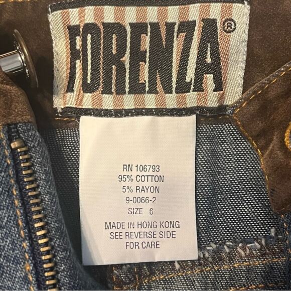 Vintage Forenza Long Denim & Velvet Maxi Skirt Womens 6 Boho Hippie Grunge Y2K - Picture 9 of 14